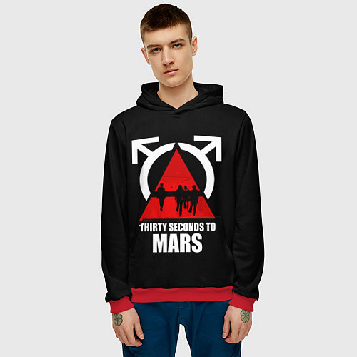 Мужская толстовка 30 Seconds to Mars - poster / 3D-Красный – фото 3