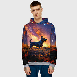 Толстовка-худи мужская Скотч-терьер в космосе, цвет: 3D-меланж — фото 2