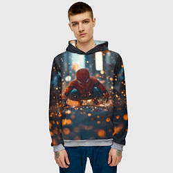Толстовка-худи мужская Человек паук и золотая пыльца, цвет: 3D-меланж — фото 2