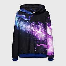 Толстовка-худи мужская Фиолетово-синяя абстрактная волна, цвет: 3D-синий