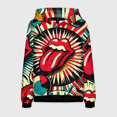 Мужская толстовка Logo of the Rolling Stones - pop art / 3D-Черный – фото 1