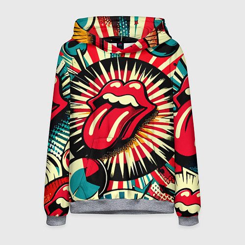 Мужская толстовка Logo of the Rolling Stones - pop art / 3D-Меланж – фото 1