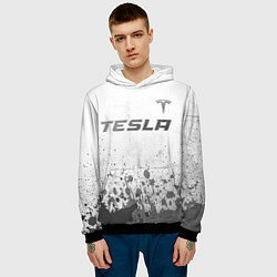 Толстовка-худи мужская Tesla - white gradient посередине, цвет: 3D-черный — фото 2