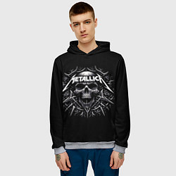 Толстовка-худи мужская Metallica - a skull with roses and thorns, цвет: 3D-меланж — фото 2