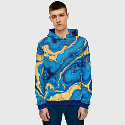 Толстовка-худи мужская Синий мрамор с золотом, цвет: 3D-синий — фото 2