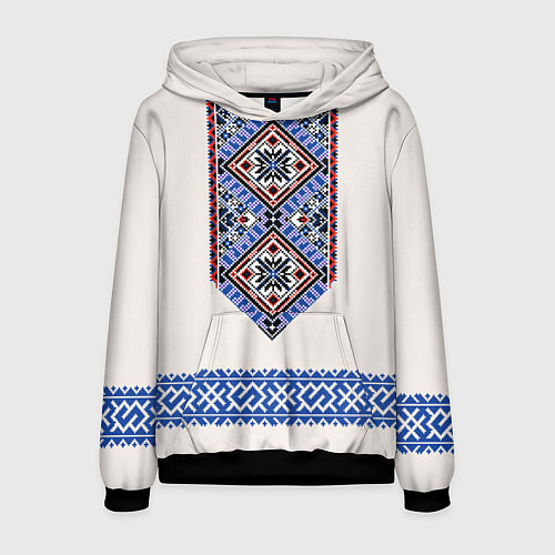 Мужская толстовка Славянская вышиванка - узор обережник / 3D-Черный – фото 1