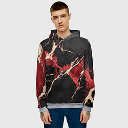 Толстовка-худи мужская Красно-черная потертая текстура, цвет: 3D-меланж — фото 2