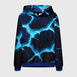 Толстовка-худи мужская Голубая потертая текстура с разломом, цвет: 3D-синий