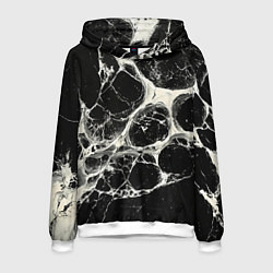 Толстовка-худи мужская Бело-черная потертая текстура, цвет: 3D-белый