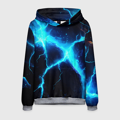 Мужская толстовка Голубой разлом из молний / 3D-Меланж – фото 1