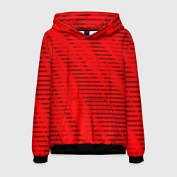 Толстовка-худи мужская Красный полосатый, цвет: 3D-черный