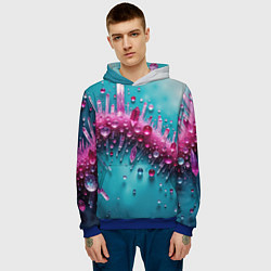 Толстовка-худи мужская Розовые кристаллы, цвет: 3D-синий — фото 2