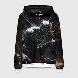 Толстовка-худи мужская Человек-паук в черном костюме, цвет: 3D-белый