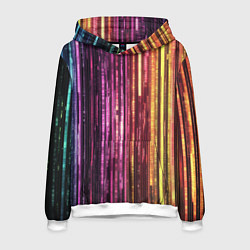 Толстовка-худи мужская Неоновый и переливающийся киберпанк узор, цвет: 3D-белый