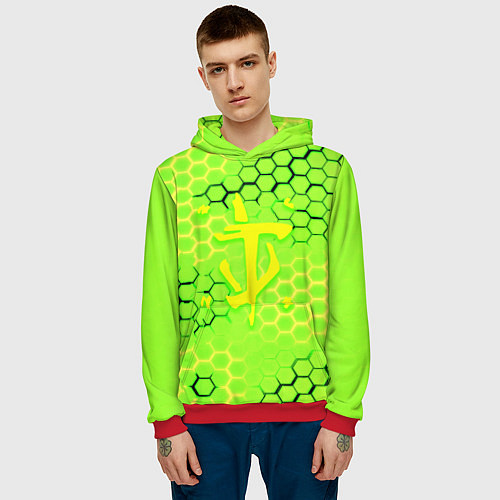 Мужская толстовка Doom кислотные соты лого / 3D-Красный – фото 3