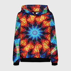 Толстовка-худи мужская Фрактальная узорная абстракция, цвет: 3D-черный