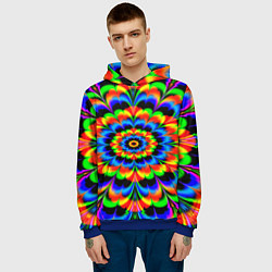 Толстовка-худи мужская Оптические иллюзии психоделика, цвет: 3D-синий — фото 2