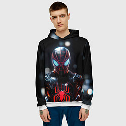 Толстовка-худи мужская Спайдер-мен в мото костюме, цвет: 3D-белый — фото 2