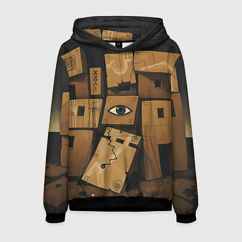 Мужская толстовка Коробки и глаз / 3D-Черный – фото 1