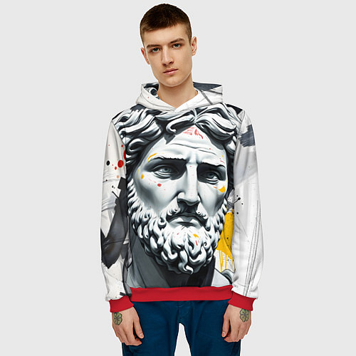 Мужская толстовка Античный портрет и краска / 3D-Красный – фото 3