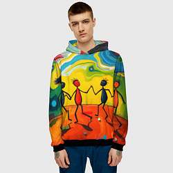 Толстовка-худи мужская Дружба человечков, цвет: 3D-черный — фото 2