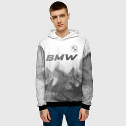 Толстовка-худи мужская BMW - white gradient посередине, цвет: 3D-черный — фото 2
