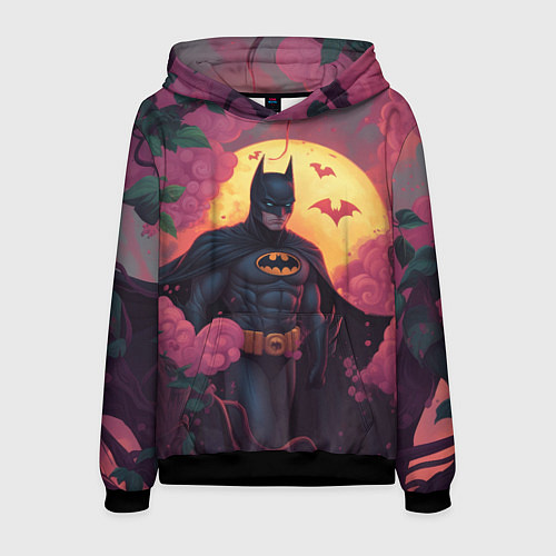 Мужская толстовка Бэтмен и дерево с цветами / 3D-Черный – фото 1