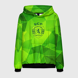 Толстовка-худи мужская Sporting green poly, цвет: 3D-черный
