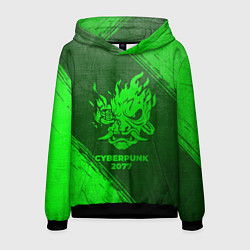 Толстовка-худи мужская Cyberpunk 2077 - green gradient, цвет: 3D-черный