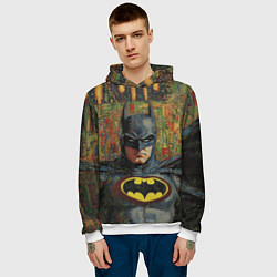 Толстовка-худи мужская Текстурный Бэтмен, цвет: 3D-белый — фото 2