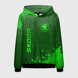 Толстовка-худи мужская Skoda - green gradient вертикально, цвет: 3D-черный