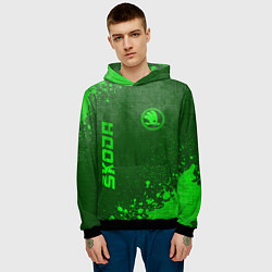 Толстовка-худи мужская Skoda - green gradient вертикально, цвет: 3D-черный — фото 2