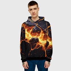 Толстовка-худи мужская Золотая лава текстура, цвет: 3D-черный — фото 2