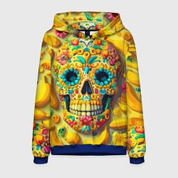 Толстовка-худи мужская Красочный летний паттерн с черепом - нейроарт, цвет: 3D-синий