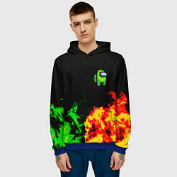 Толстовка-худи мужская Амонг ас огненная текстура, цвет: 3D-синий — фото 2