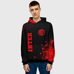 Толстовка-худи мужская Inter - red gradient вертикально, цвет: 3D-черный — фото 2