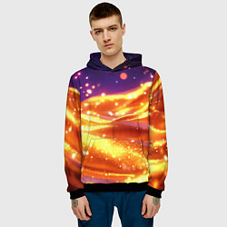 Толстовка-худи мужская Золотая волнистая текстура, цвет: 3D-черный — фото 2