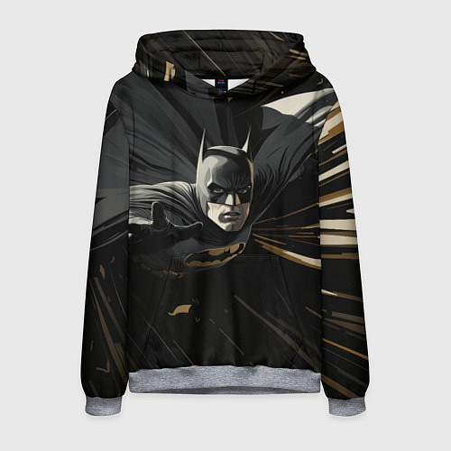 Мужская толстовка Бэтмен черный плащ / 3D-Меланж – фото 1
