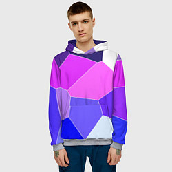 Толстовка-худи мужская Сине-розовый крупные фрагменты, цвет: 3D-меланж — фото 2