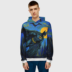 Толстовка-худи мужская Бэтмен в стиле Ван-Гога, цвет: 3D-белый — фото 2