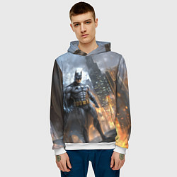 Толстовка-худи мужская Бэтмен - старый стиль, цвет: 3D-белый — фото 2