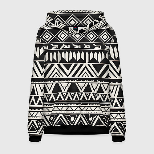 Мужская толстовка Черно белый орнамент в этническом стиле / 3D-Черный – фото 1