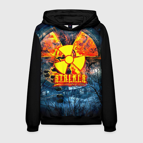 Мужская толстовка Stalker огненное лого чернобыль / 3D-Черный – фото 1