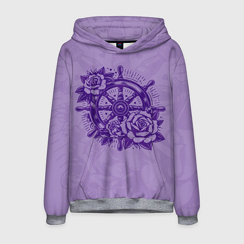 Мужская толстовка Штурвал в розах / 3D-Меланж – фото 1