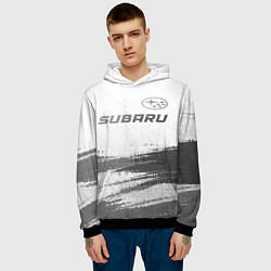 Толстовка-худи мужская Subaru - white gradient посередине, цвет: 3D-черный — фото 2