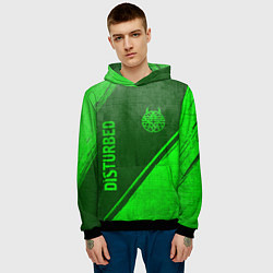 Толстовка-худи мужская Disturbed - green gradient вертикально, цвет: 3D-черный — фото 2