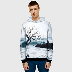 Толстовка-худи мужская Дерево в море, цвет: 3D-черный — фото 2
