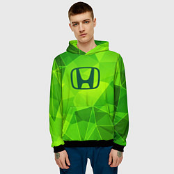 Толстовка-худи мужская Honda green poly, цвет: 3D-черный — фото 2