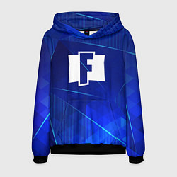 Толстовка-худи мужская Fortnite blue poly, цвет: 3D-черный