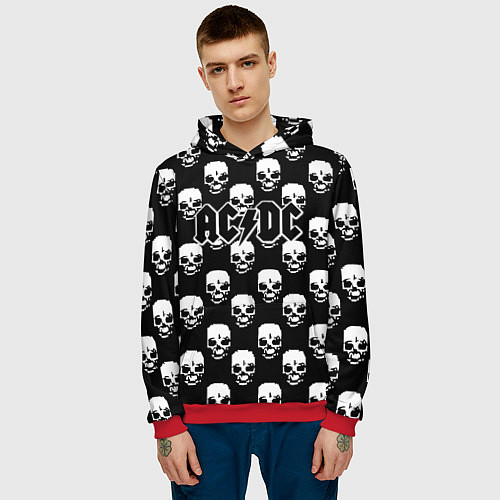 Мужская толстовка AC DC rock skull / 3D-Красный – фото 3